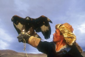 Eagle hunter 300x201 Mongolian villages go solar