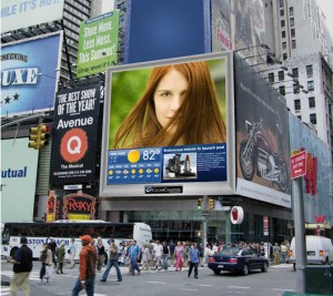 clear channel spectacolor hd 300x267 New Yorkers In Times Square Billboard Talk Solar Jobs