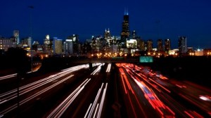 stock footage chicago city skyline night traffic loop 1 300x169 Electric Vehicles Zipping Around Chicago