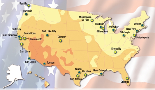 map of america states. 25 Solar America Cities Making